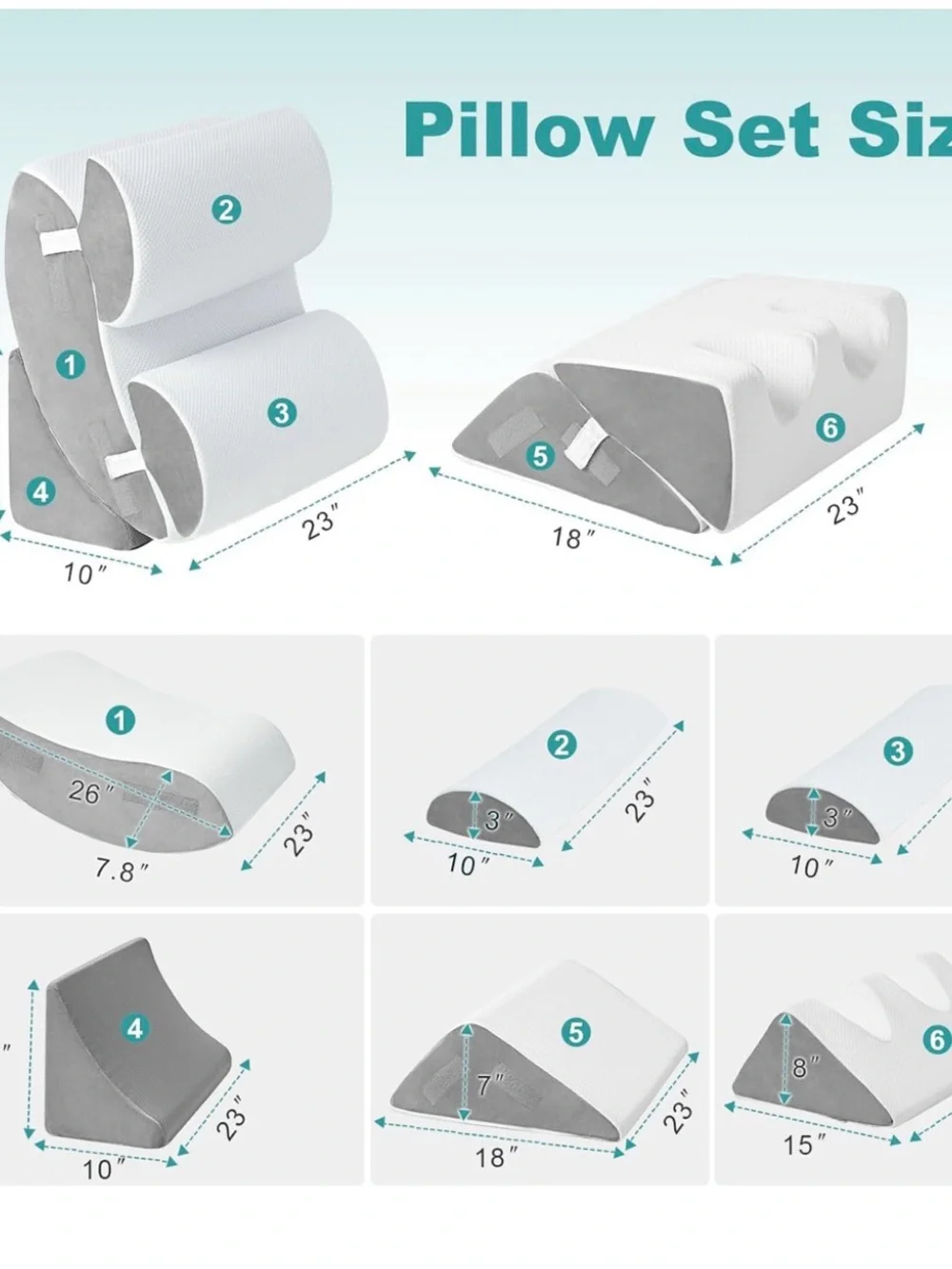 Hansleep Bed Wedge Pillow Set for After Surgery 6P